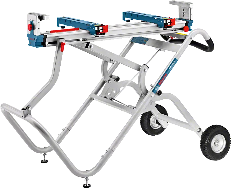 Soporte de sierra Bosch GTA 2500 W con banco de trabajo extensible.