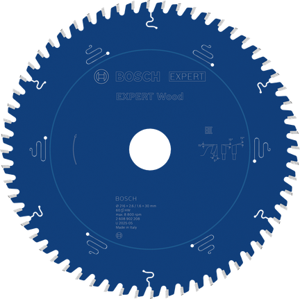 Hoja de sierra circular para madera Bosch EXPERT, 216 mm T60 ATB.