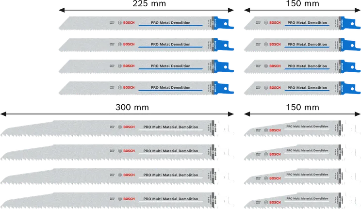 Juego de hojas de demolición Bosch PRO Tough Box, 16 piezas.