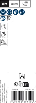 Hoja de sierra de calar Bosch EXPERT Hardwood, limpieza por ambos lados T308BF, BIM 117 mm, 13 TPI.