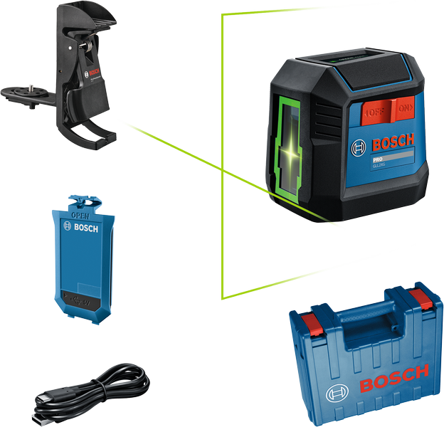 Herramienta niveladora láser Bosch GLL 2-15 G con estuche.