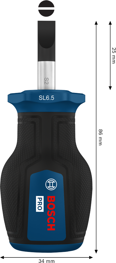 Destornillador PRO Slotted de mango ancho