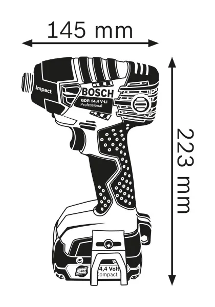 Dimensiones del destornillador de impacto.