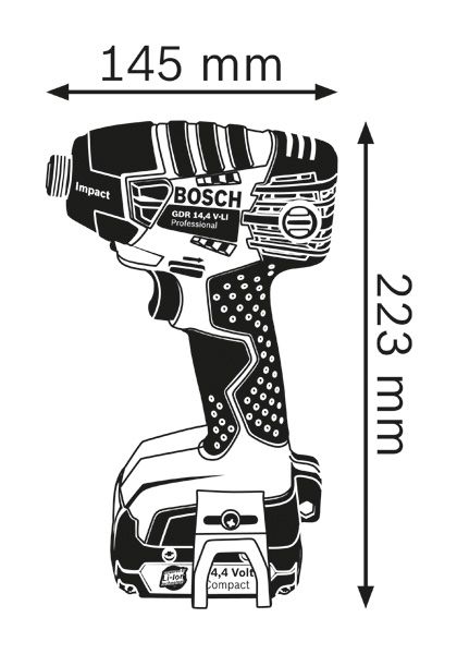 Dimensiones del destornillador de impacto.
