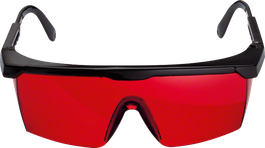 Gafas de visión láser Bosch con lentes tintadas en rojo.