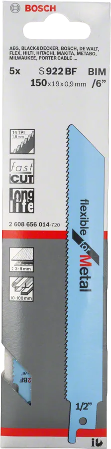 Bosch S 922 BF flexible metal saw blade 150mm.