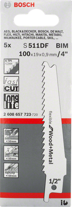 Bosch S 511 DF reciprocating saw blade 4″ wood metal.