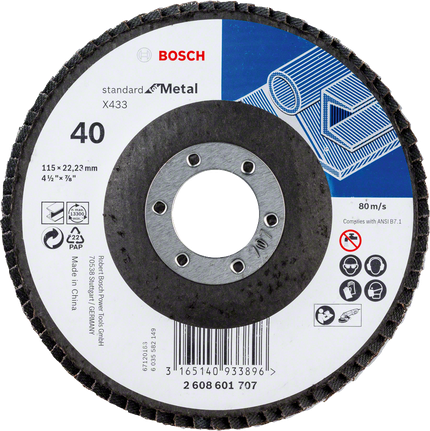 Bosch X433 Standard for Metal Flap Disc 115 mm G40.