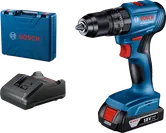 Bosch GSB 185-LI cordless drill with charger and case.
