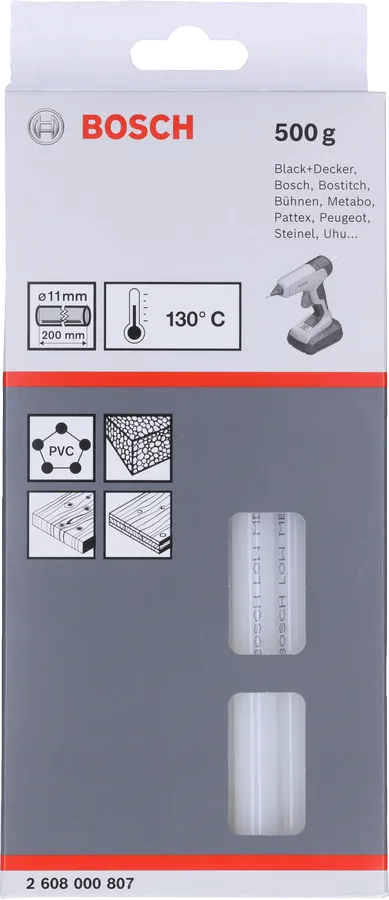Bosch Low Melt Gluestick 11mm x 200mm pack for glue guns.