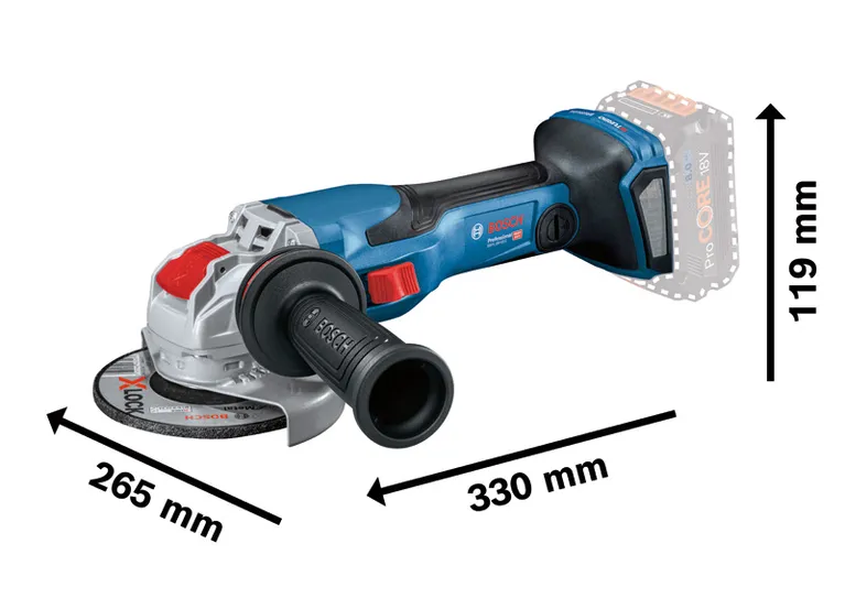 Bosch GWX 18V-15 C cordless angle grinder with X-LOCK.