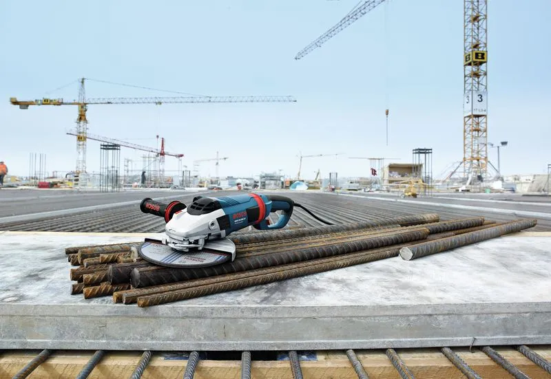 Angle grinder on rebar.