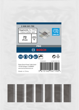 Bosch PRO Core Cutter wet segments 72 mm 7 pcs.
