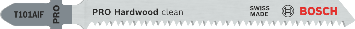 Bosch PRO Hardwood clean T101AIF jigsaw blade for precise cuts.