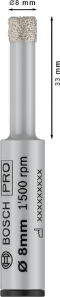 Bosch PRO Ceramic dry Drill Bit 8mm for precise tile drilling.