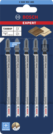 Bosch EXPERT Wood 2-side clean T308BOP jigsaw blades pack.