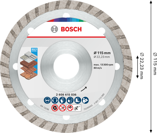 Bosch Multi Material turbo diamond cutting disc 115 mm.