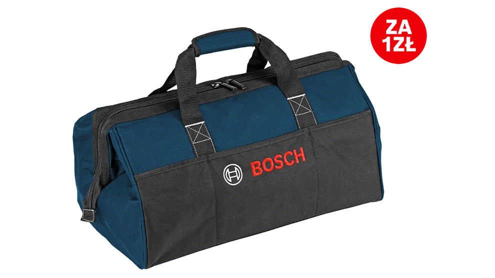 Torba narzędziowa Bosch w kolorach niebieskim i czarnym z logo.