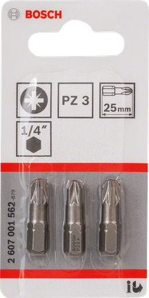Zestaw 3 bitów wkrętakowych Bosch PZ3 25 mm.