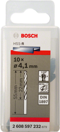 Wiertła krótkie HSS-R Bosch 4,1 mm DIN 1897 do metalu.