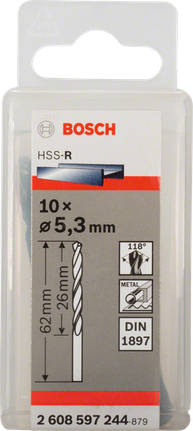 Zestaw wierteł krótkich Bosch HSS-R 5,3 mm DIN 1897.
