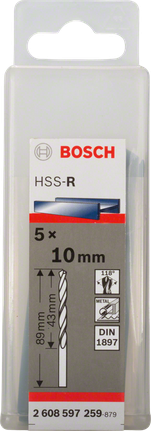 Zestaw wierteł krótkich HSS-R Bosch 10 mm DIN 1897.
