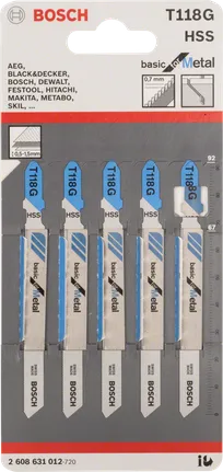 Brzeszczoty do wyrzynarek Bosch T118G do metalu.