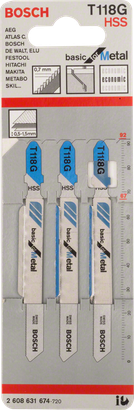 Brzeszczoty do wyrzynarek Bosch T118G do metalu.