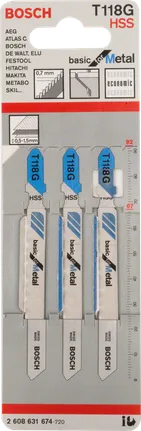 Brzeszczoty do wyrzynarek Bosch T118G do metalu.