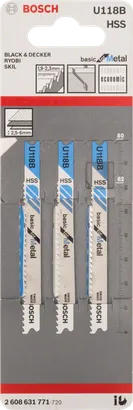 Brzeszczot Bosch U 118 B HSS do cięcia metalu.