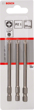 Zestaw trzech bitów do wkrętaka Bosch PZ1 89 mm.