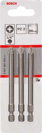 Zestaw 3 bitów do wkrętaka Bosch PZ2 89 mm.
