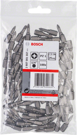 Zestaw bitów wkrętakowych Bosch Extra Hard PZ1, 25 mm.