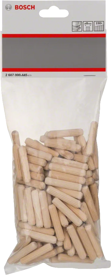 Kołki drewniane Bosch 8 mm x 40 mm do łączenia elementów drewnianych.