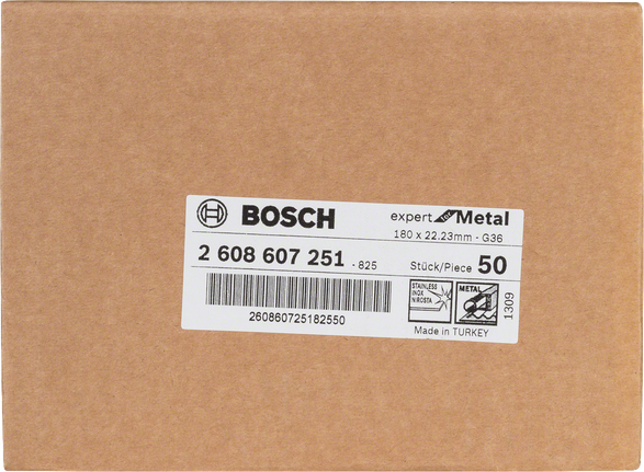 Tarcza ścierna fibrowa Bosch R444 Expert do metalu w pudełku.