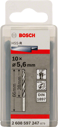 Zestaw wierteł krótkich HSS-R Bosch 5,6 mm DIN 1897.