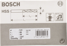 Wiertło krótkie HSS-R Bosch DIN 1897 do metalu, 5,9 mm.
