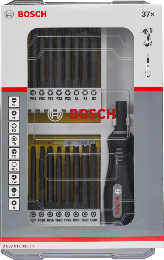 Zestaw 37 bitów wkrętakowych z grzechotką Bosch .