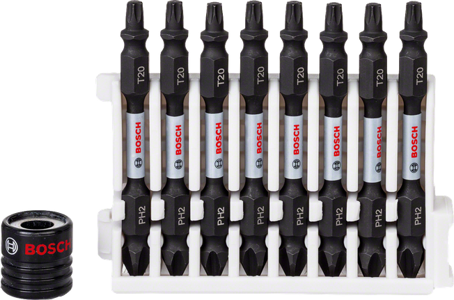 Zestaw 9 bitów do wkrętarek Bosch Impact Control PH2 T20 65 mm.
