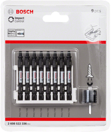 Zestaw bitów Bosch Impact Control PH2 T20 9 szt.