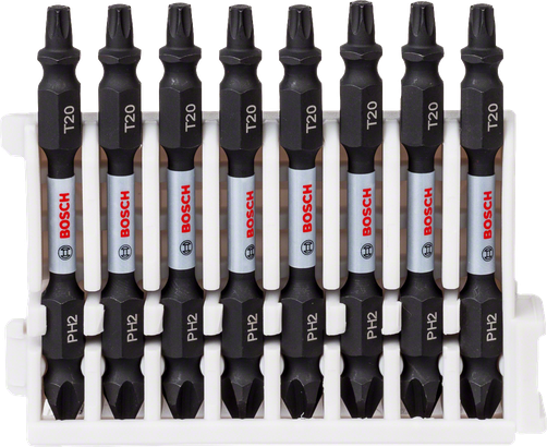 Zestaw 8 bitów do wkrętarek Bosch Impact Control PH2 T20 65 mm.