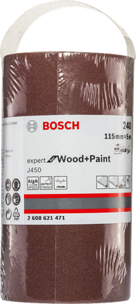 Bosch J450 Expert do drewna i farb, rolka ścierna G240, 115 mm x 5 m.