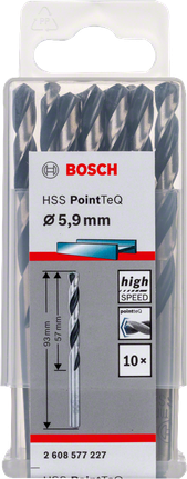 Zestaw wierteł krętych Bosch HSS PointTeQ 5,9 mm.
