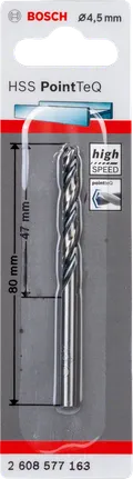 Wiertło kręte Bosch HSS PointTeQ o średnicy 4,5 mm.