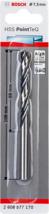 Wiertło kręte Bosch HSS PointTeQ o średnicy 7,5 mm.