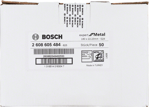Tarcza ścierna fibrowa Bosch R444 Expert for Metal G24 180 mm.