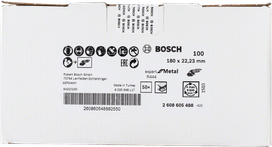 Tarcza ścierna fibrowa Bosch R444 do metalu, 180 mm, gradacja 100.