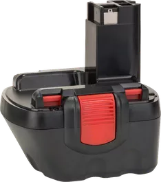 Akumulator NiMH Bosch z czerwoną zatrzaskiem zwalniającym.