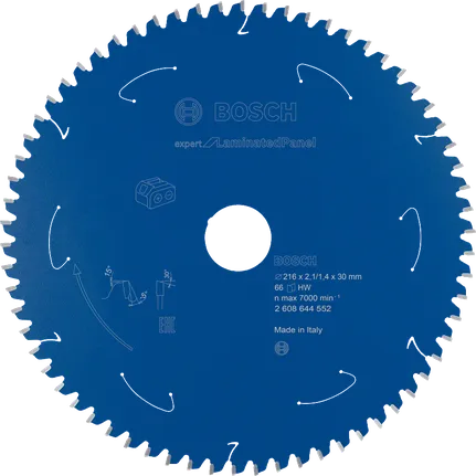 Tarcza piły tarczowej Bosch Expert do paneli laminowanych o średnicy 216 mm.