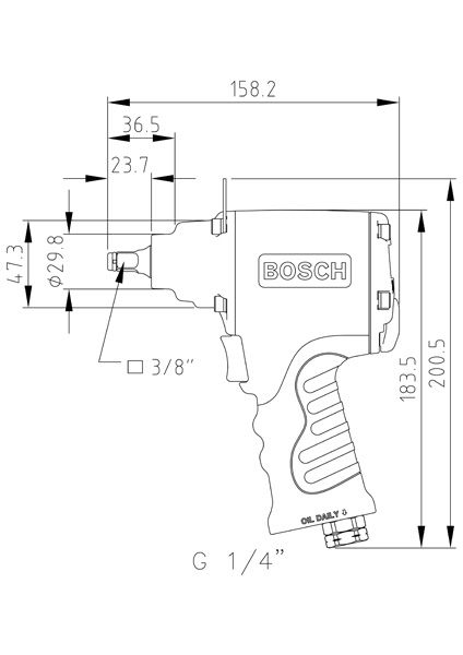 Schemat klucza udarowego 3/8".